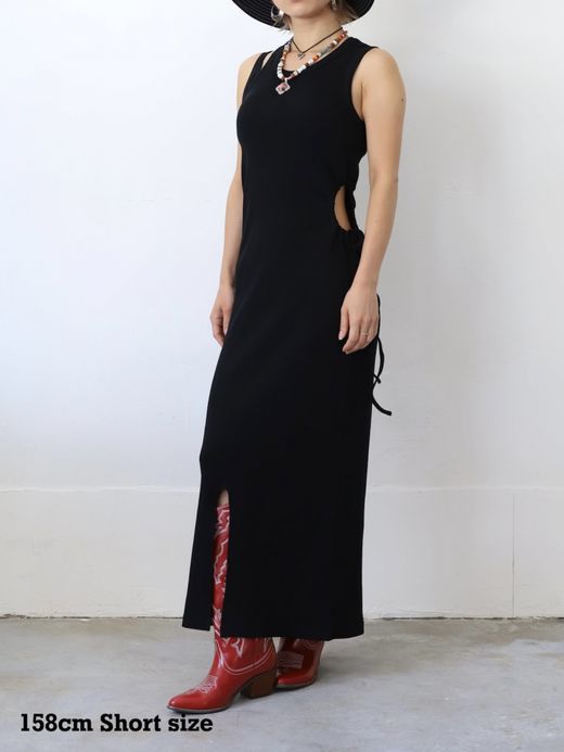 AMBERGLEAM STRETCH RIB ART DRESS / 4colors
