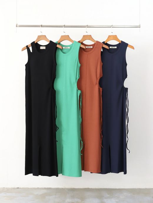 AMBERGLEAM STRETCH RIB ART DRESS / 4colors