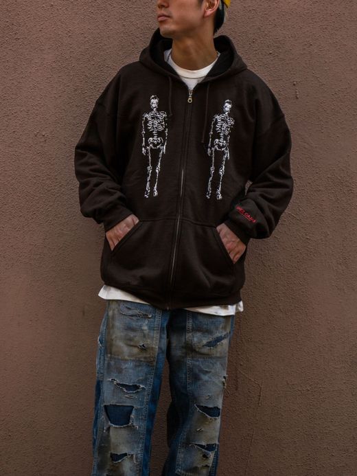 TENBOX SCULL ZIP HOODIE / Brown