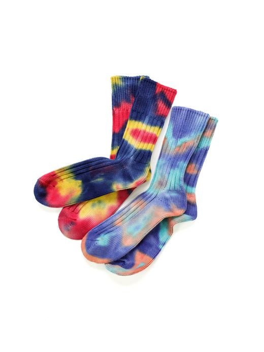 ROTOTO CHUNKY RIBBED CREW SOCKS "TIE DYE" / 2colors