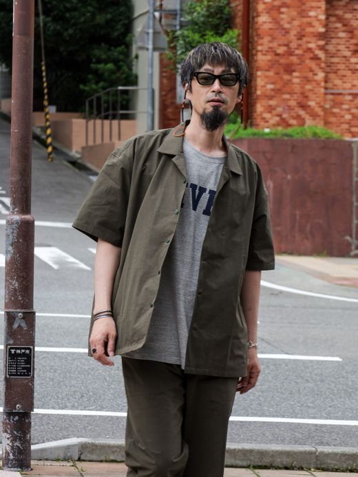 organicsta ORGANIC COTTON TYPEWRITER ALOHA SHIRTS / Olive