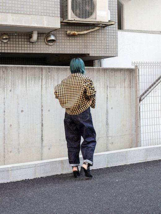 AMBERGLEAM JACQUARD KNIT TRUCKER / Yellow check