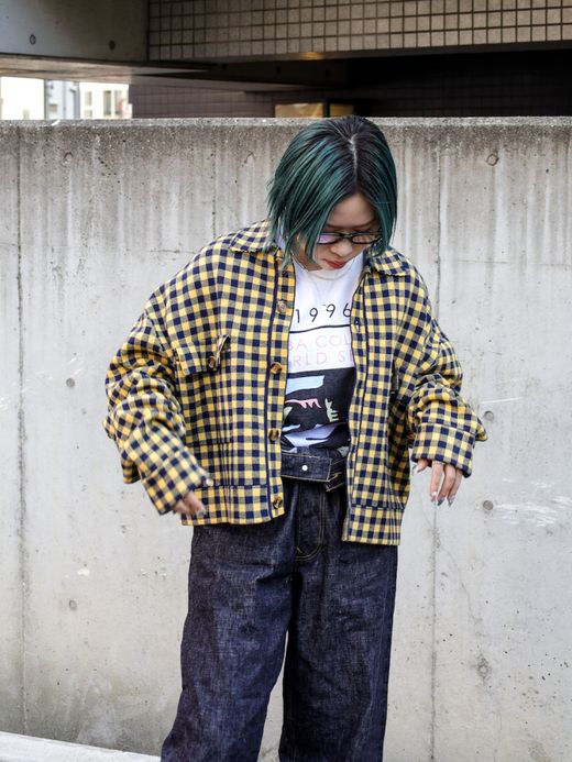 AMBERGLEAM JACQUARD KNIT TRUCKER / Yellow check