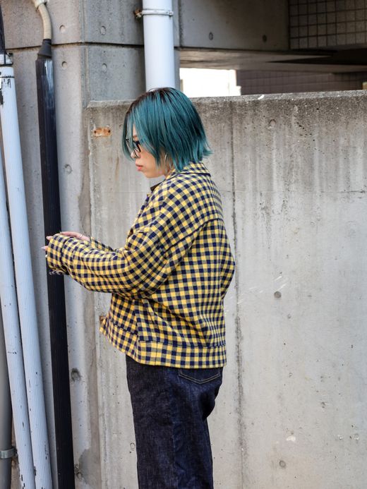 AMBERGLEAM JACQUARD KNIT TRUCKER / Yellow check