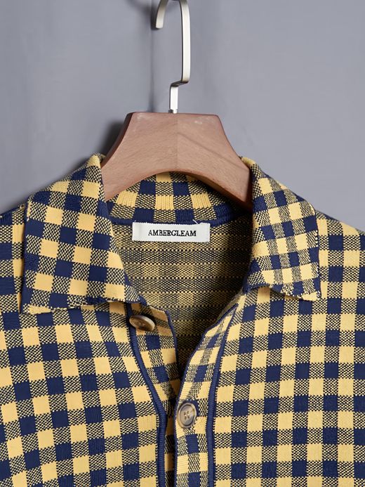 AMBERGLEAM JACQUARD KNIT TRUCKER / Yellow check