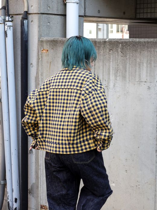 AMBERGLEAM JACQUARD KNIT TRUCKER / Yellow check