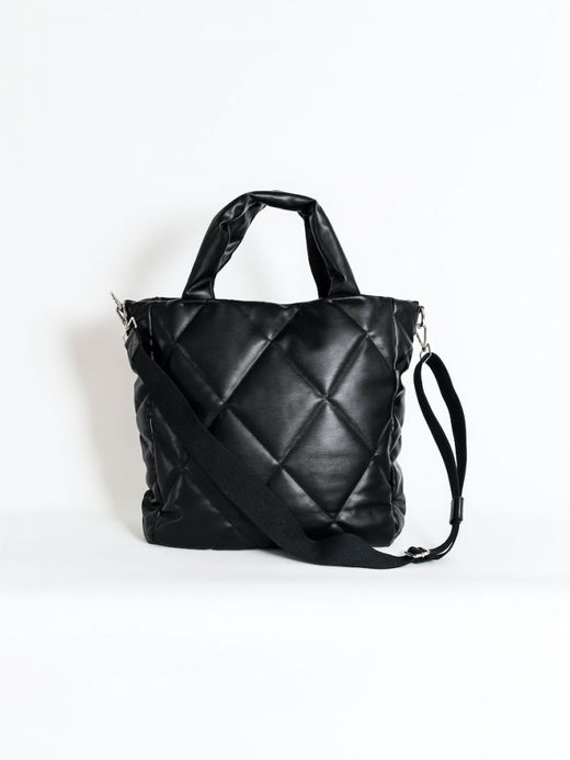 AMBERGLEAM SQUARE QUILTING LEATHER BAG / Black