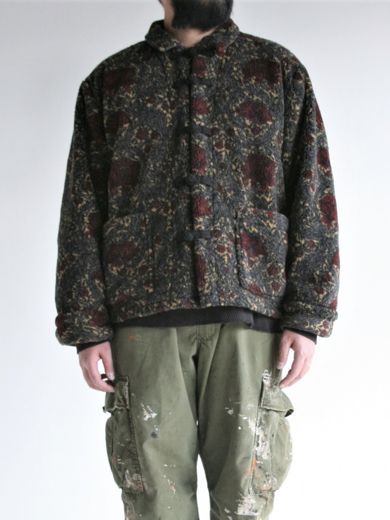 ANACHRONORM FLEECE CHINA JACKET / Red × gray | FLATBUSH（フラット