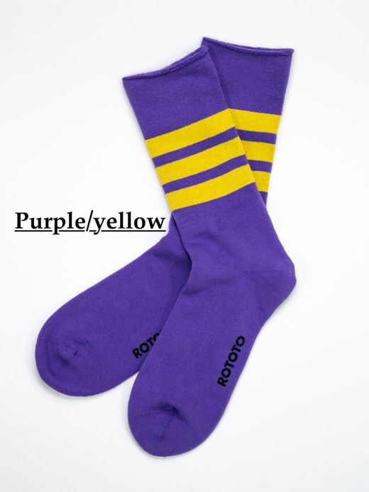 ROTOTO FINE PILE STRIPED CREW SOCKS
