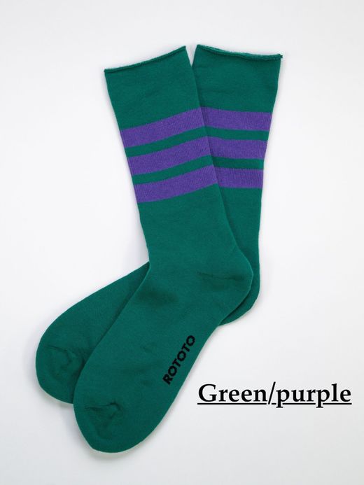 ROTOTO FINE PILE STRIPED CREW SOCKS
