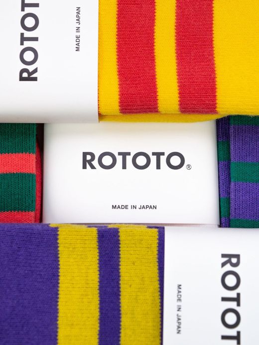 ROTOTO FINE PILE STRIPED CREW SOCKS