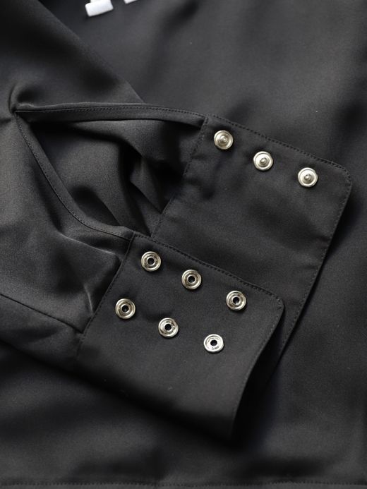 AMBERGLEAM EMBROIDERY SATIN BLOUSON / Black