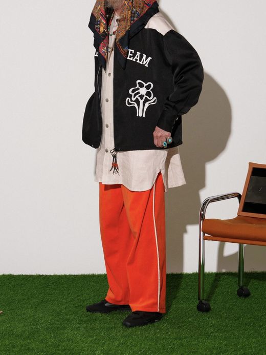 AMBERGLEAM EMBROIDERY SATIN BLOUSON / Black