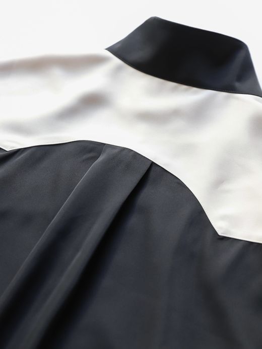 AMBERGLEAM EMBROIDERY SATIN BLOUSON / Black