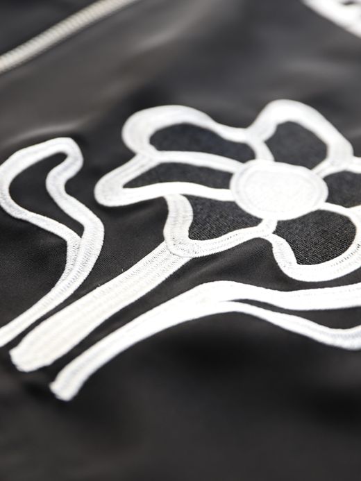 AMBERGLEAM EMBROIDERY SATIN BLOUSON / Black