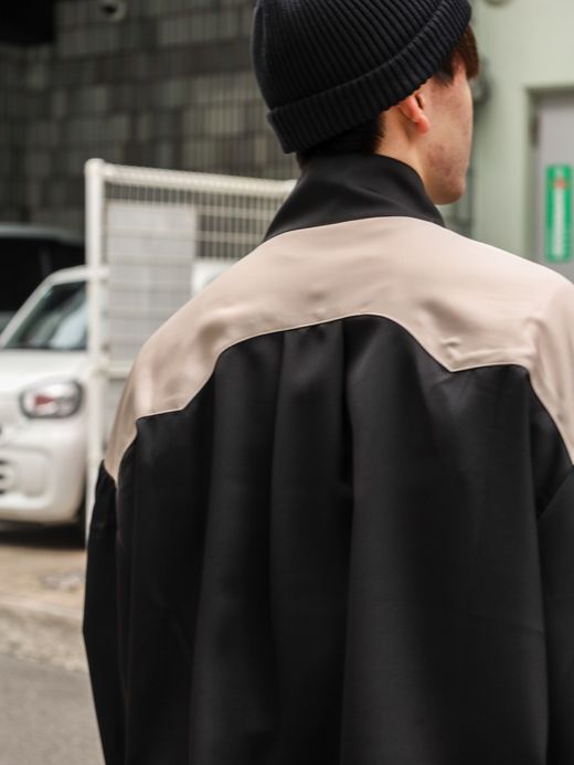 AMBERGLEAM EMBROIDERY SATIN BLOUSON / Black