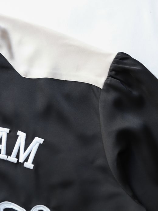 AMBERGLEAM EMBROIDERY SATIN BLOUSON / Black