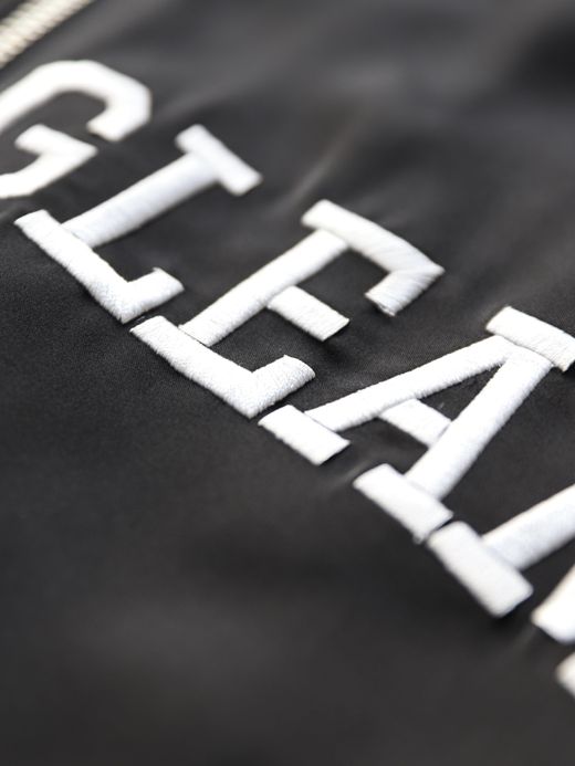 AMBERGLEAM EMBROIDERY SATIN BLOUSON / Black