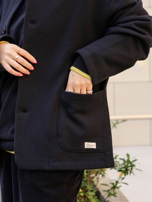 organicsta ORGANIC COTTON FLUFFY SWEAT CARDIGAN / Black