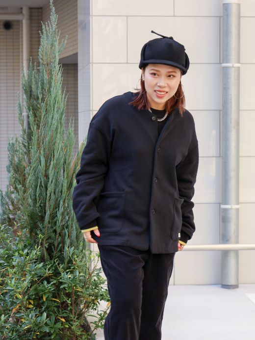 organicsta ORGANIC COTTON FLUFFY SWEAT CARDIGAN / Black