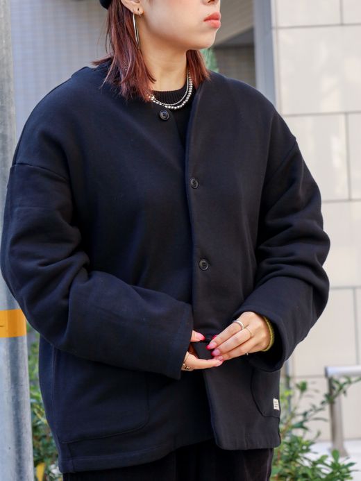 organicsta ORGANIC COTTON FLUFFY SWEAT CARDIGAN / Black
