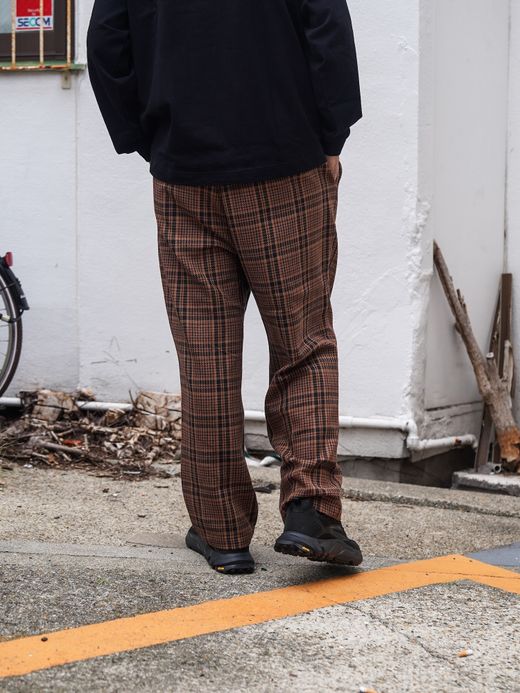 Audience 10/2 ヘビーツイル オンブレチェック 2タックワイドパンツ / Camel  chidori