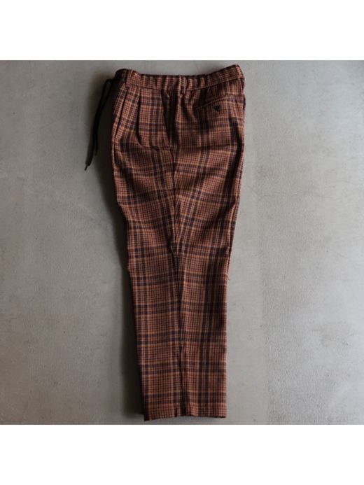 Audience 10/2 ヘビーツイル オンブレチェック 2タックワイドパンツ / Camel  chidori