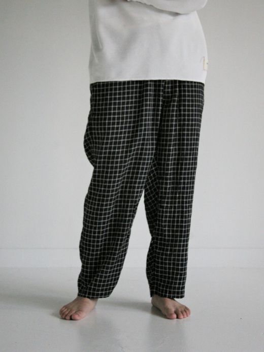 ANACHRONORM ROOM WIDE EASY PANTS / Black check