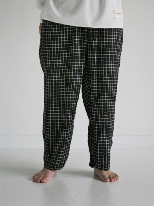 ANACHRONORM ROOM WIDE EASY PANTS / Black check