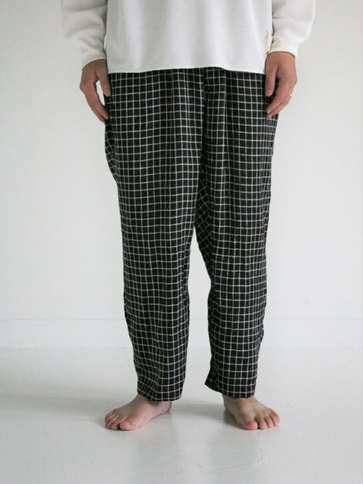 ANACHRONORM ROOM WIDE EASY PANTS / Black check