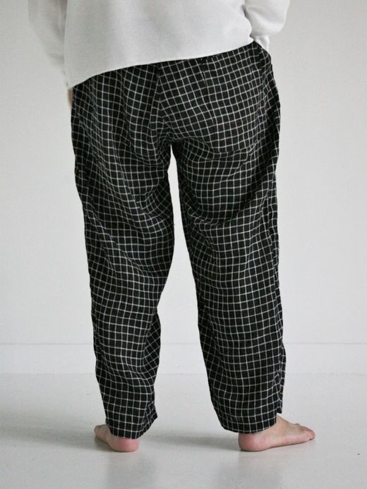 ANACHRONORM ROOM WIDE EASY PANTS / Black check