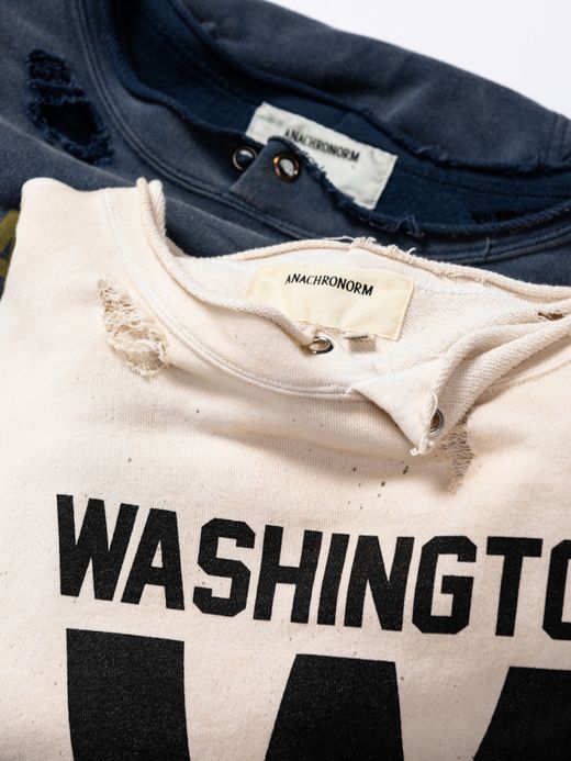 ANACHRONORM W PRINT CUT-OFF SWEAT PARKA / Navy