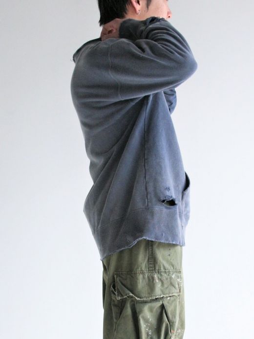 ANACHRONORM W PRINT CUT-OFF SWEAT PARKA / Navy