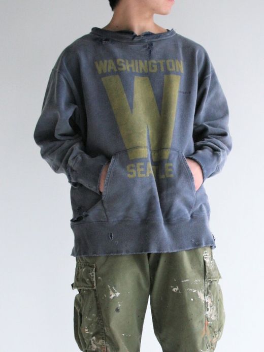 ANACHRONORM W PRINT CUT-OFF SWEAT PARKA / Navy