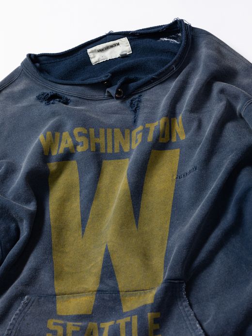 ANACHRONORM W PRINT CUT-OFF SWEAT PARKA / Navy