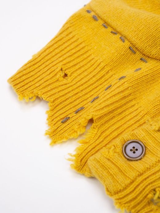 VOO FAT RIB CARDIGAN(DAMAGED/CUSTOMIZED) / Mustard