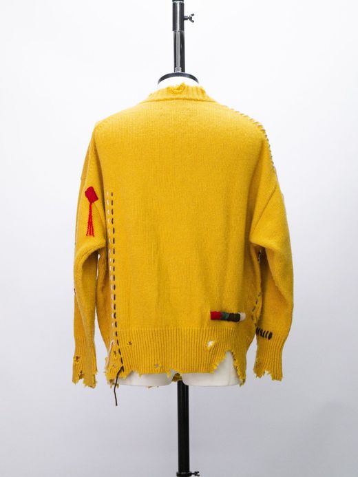 VOO FAT RIB CARDIGAN(DAMAGED/CUSTOMIZED) / Mustard