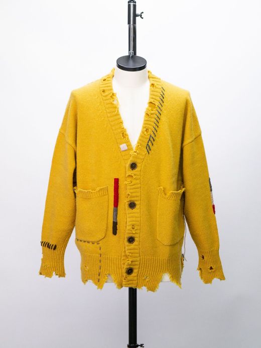 VOO FAT RIB CARDIGAN(DAMAGED/CUSTOMIZED) / Mustard