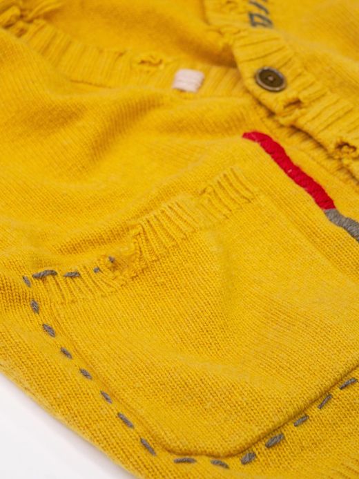 VOO FAT RIB CARDIGAN(DAMAGED/CUSTOMIZED) / Mustard