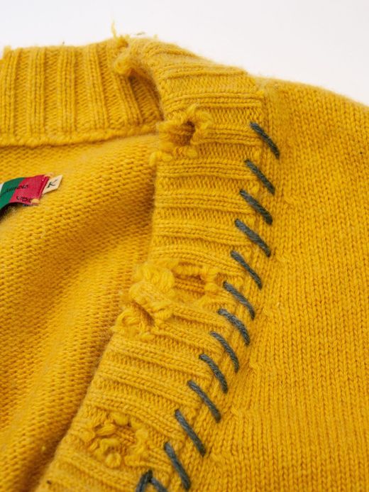 VOO FAT RIB CARDIGAN(DAMAGED/CUSTOMIZED) / Mustard