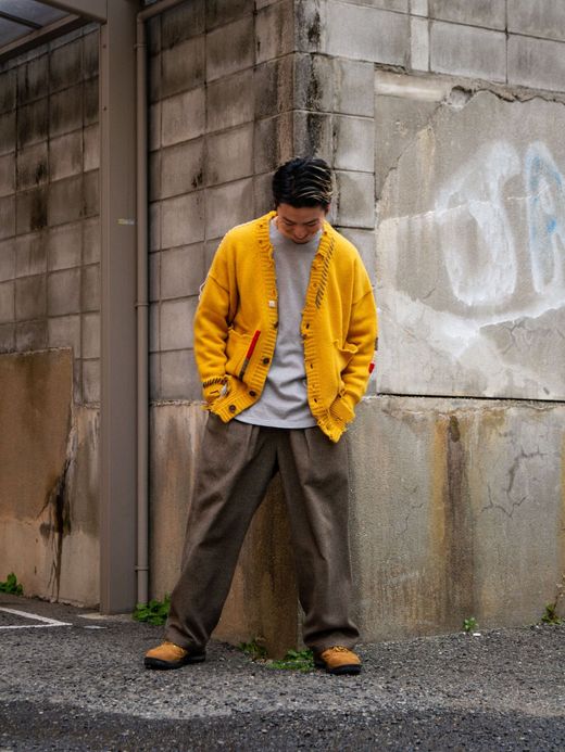 VOO FAT RIB CARDIGAN(DAMAGED/CUSTOMIZED) / Mustard