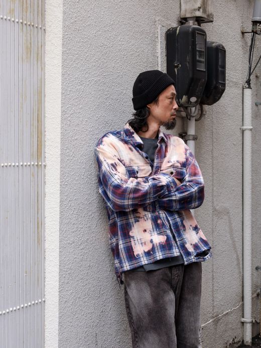 ANACHRONORM FLANNEL BLEACH CPO JACKET / Navy