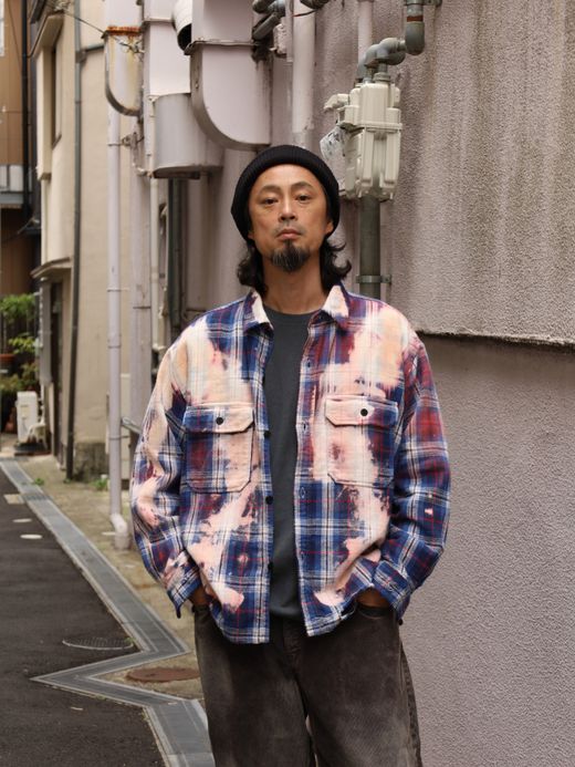 ANACHRONORM FLANNEL BLEACH CPO JACKET / Navy