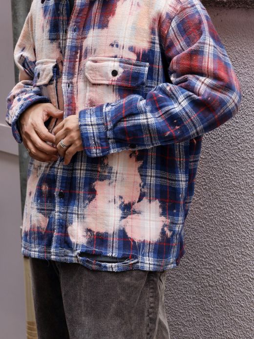 ANACHRONORM FLANNEL BLEACH CPO JACKET / Navy