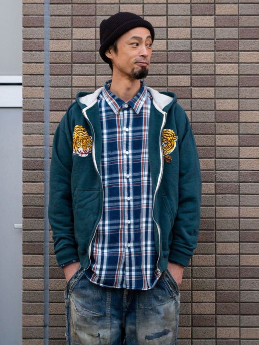 THE UNION TIGER FULL ZIP SWEAT HOODIE / Green