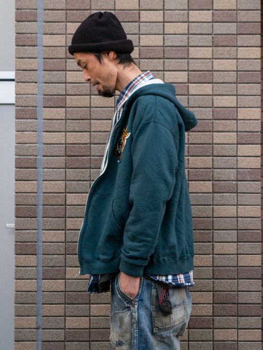 THE UNION TIGER FULL ZIP SWEAT HOODIE / Green