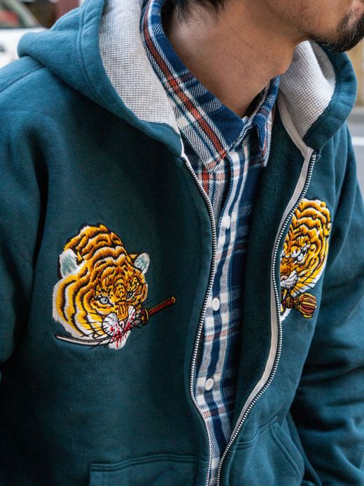 THE UNION TIGER FULL ZIP SWEAT HOODIE / Green