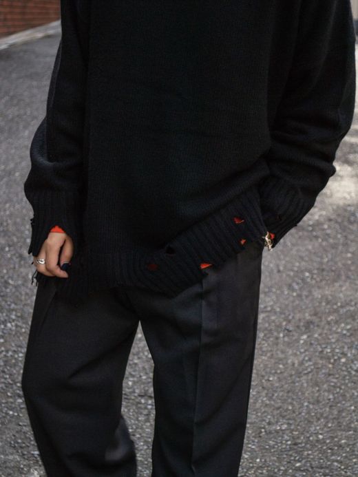 VOO FRINGE CREW DAMAGED / Black