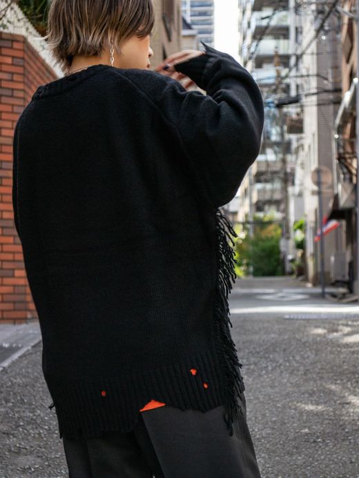 VOO FRINGE CREW DAMAGED / Black
