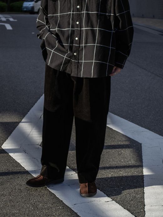 ANACHRONORM AN128 / CORDUROY TUCK WIDE TOROUSERS / Black